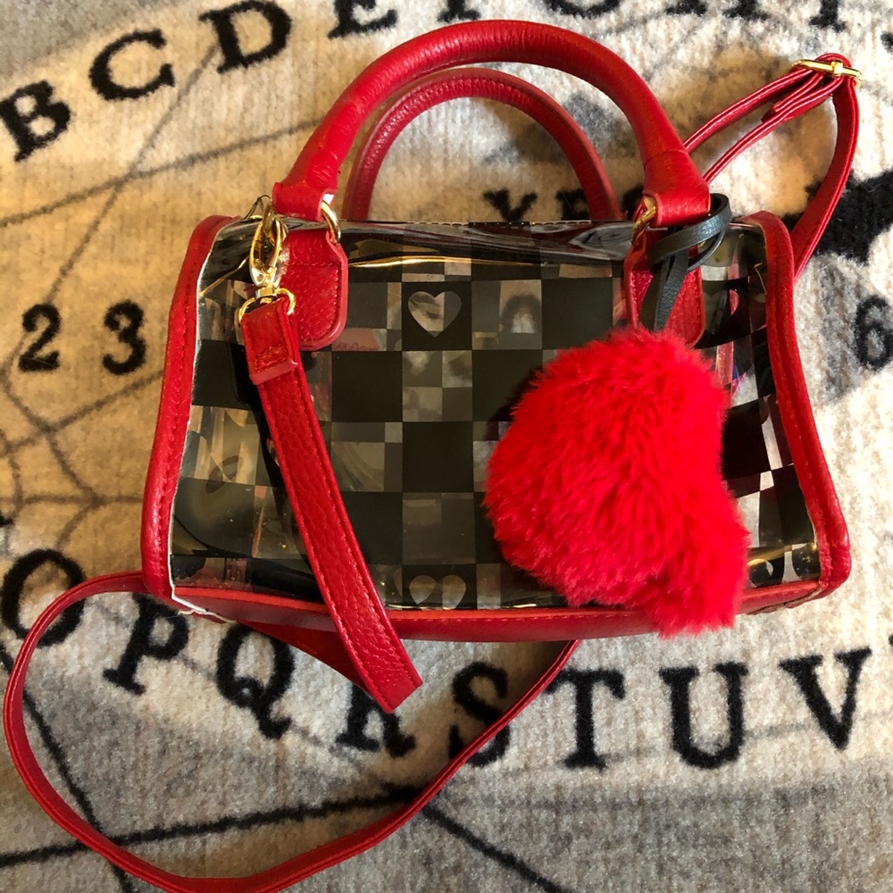 Betsey Johnson Red Checkered Clear Crossbody Bag